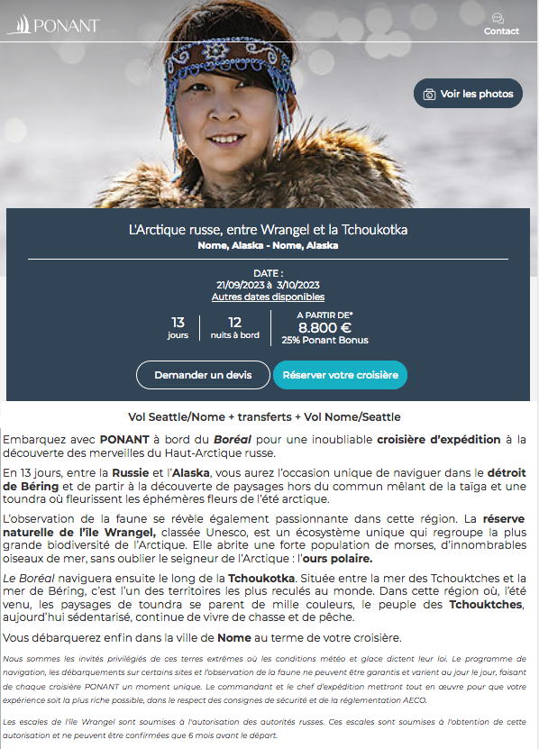 Page Internet. Ponan. Croisière L|Arctique russe, entre Wrangel et la Tchoukotka. 2022-09-20